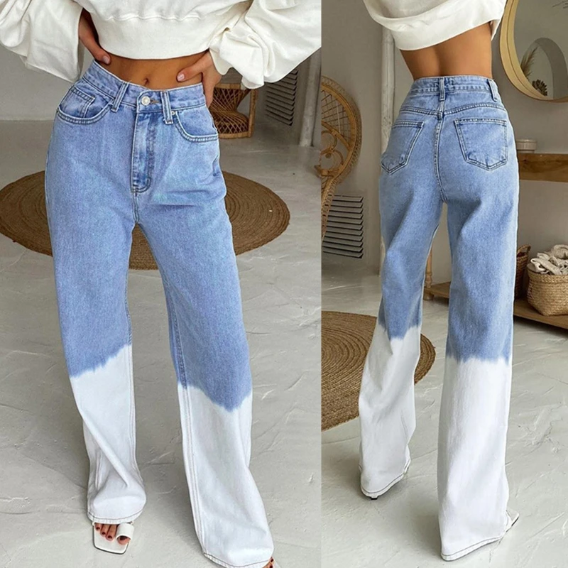 Women High Waist Wide Leg Jeans Gradient Tie-Dye Color Block Straight Denim Pants Harajuku Hip Hop Trousers with Pockets
Women High Waist Wide Leg Jeans Gradient Tie-Dye Color Block Straight Denim Pants Harajuku Hip Hop Trousers with Pockets