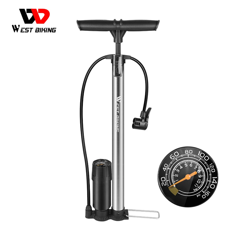Насос велосипедный WEST BIKING высокого давления измерительный мячик 160PSI аксессуары