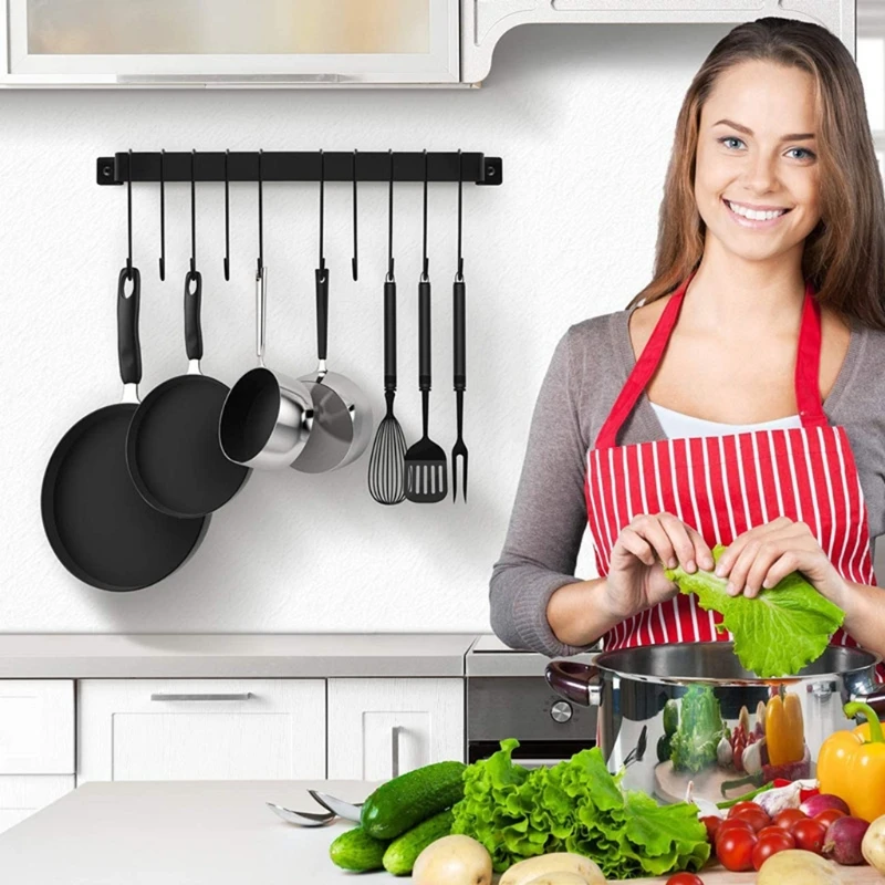 P15D Rail Type Kitchen Utensils Hook Rack Minimalist Hanging Organiser Rack with 10 S-Hooks Pot Lid Holder Wall Mount Storage
P15D Rail Type Kitchen Utensils Hook Rack Minimalist Hanging Organiser Rack with 10 S-Hooks Pot Lid Holder Wall Mount Storage