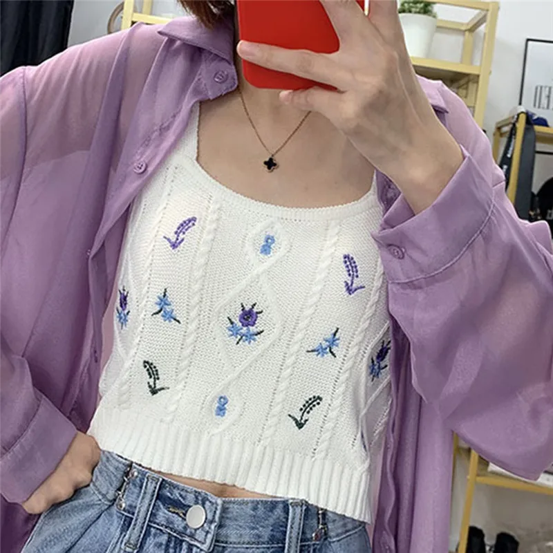 Women Knitted Camis Ladies Fashion Printed Floral Short Vest Vintage Tank Top For Female Women Summer Basic Clothings
Women Knitted Camis Ladies Fashion Printed Floral Short Vest Vintage Tank Top For Female Women Summer Basic Clothings