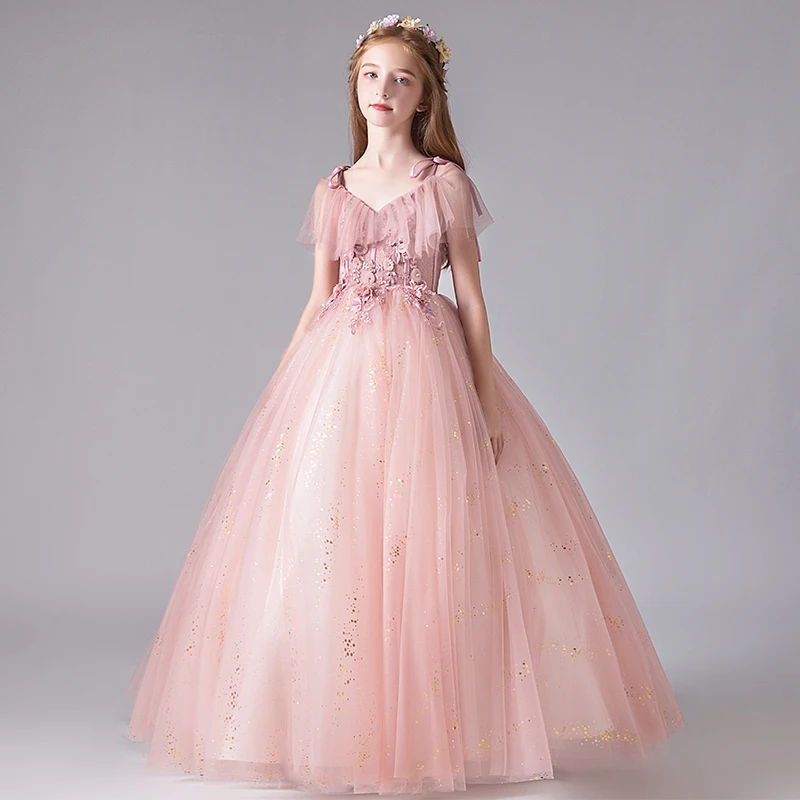 Flower Girl Dresses Princess Spaghetti Straps Appliques Sequined Pearls Embroidery Tulle Ball Gown V-Neck Kids Party Skirt H125
Flower Girl Dresses Princess Spaghetti Straps Appliques Sequined Pearls Embroidery Tulle Ball Gown V-Neck Kids Party Skirt H125