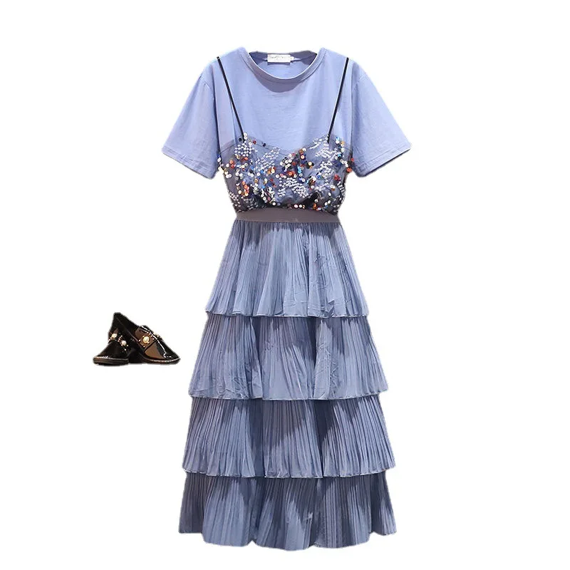 6XL Plus Size 2021 Summer Clothing Suit Fashion Patchwork T Shirt+Pleated Skirt 2 Piece Set High Street Sweet Dress
6XL Plus Size 2021 Summer Clothing Suit Fashion Patchwork T Shirt+Pleated Skirt 2 Piece Set High Street Sweet Dress