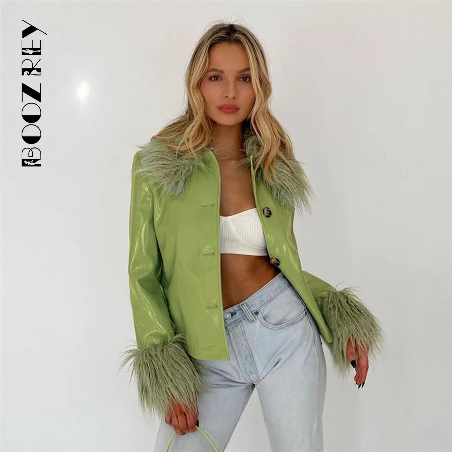 BoozRey Women PU Leather Coat Black Color Jacket Fur Collar Cuffs for Elegant Women Commuting Out Party Wear Winter Clothes
BoozRey Women PU Leather Coat Black Color Jacket Fur Collar Cuffs for Elegant Women Commuting Out Party Wear Winter Clothes