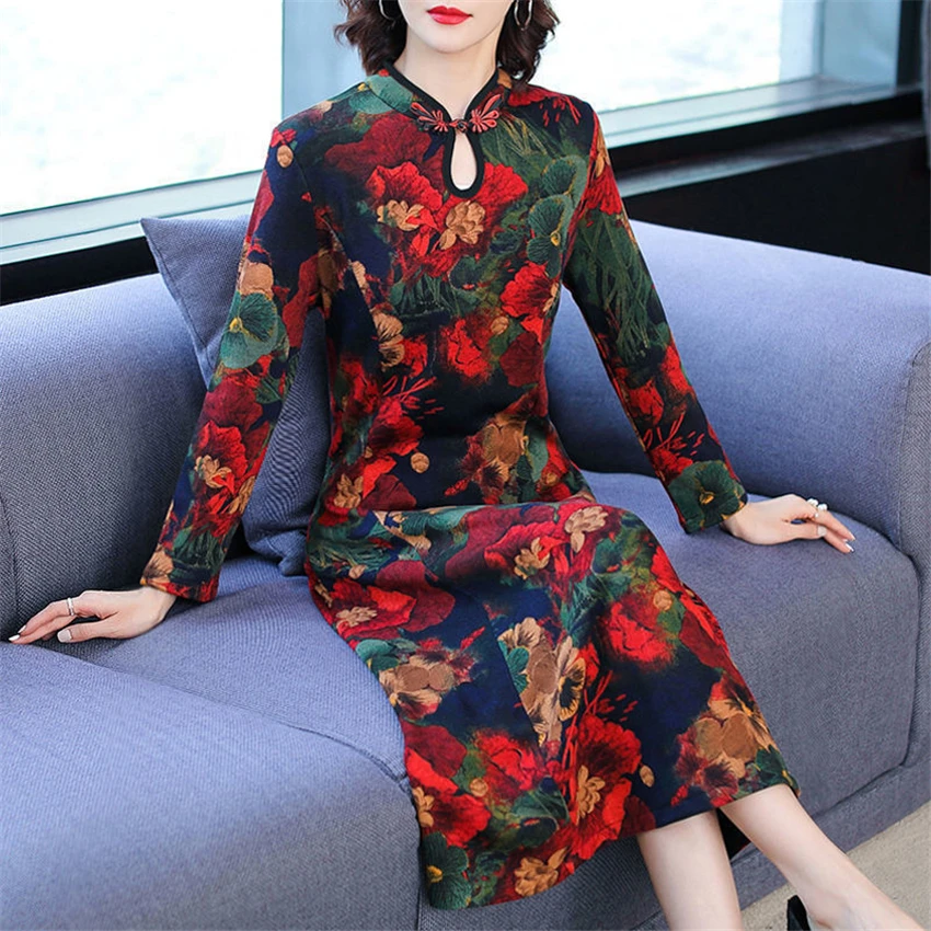 Plus Size Retro Floral Red Dresses Elegant Ladies Long Sleeve Party Dress Retro Style A-Line Spring Chinese Style Dress
Plus Size Retro Floral Red Dresses Elegant Ladies Long Sleeve Party Dress Retro Style A-Line Spring Chinese Style Dress