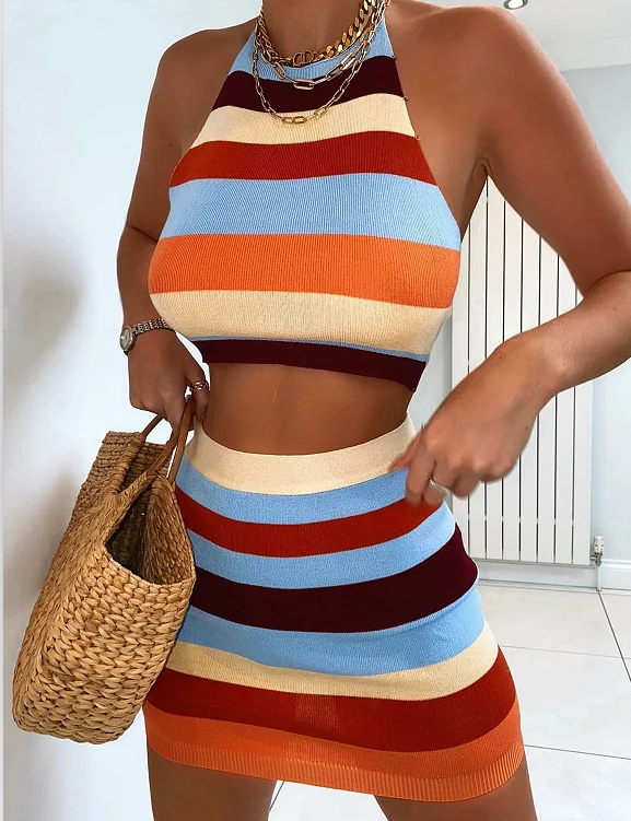 hirigin Women Clothing Set Knitted Sleeveless Halter Camisole Top and Skirt Two-piece Suit for Party Vacation Travelling Dating
hirigin Women Clothing Set Knitted Sleeveless Halter Camisole Top and Skirt Two-piece Suit for Party Vacation Travelling Dating