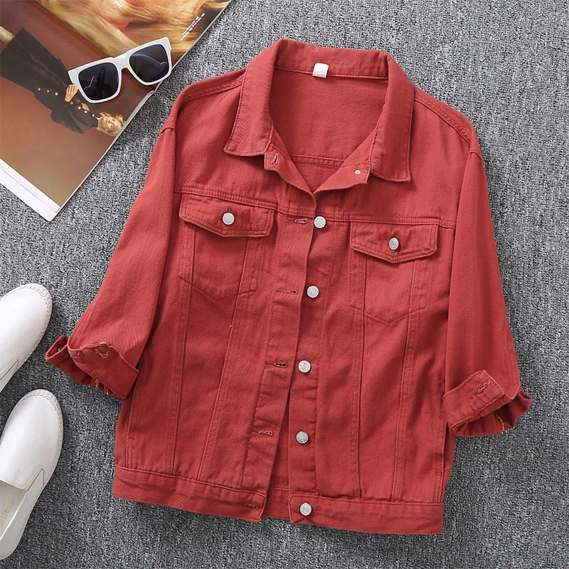 Vintage Oversized Loose Turn-down Collar Jeans Jacket For Women Candy Color Casual Female Long sleeve Short Denim Coat Outerwear
Vintage Oversized Loose Turn-down Collar Jeans Jacket For Women Candy Color Casual Female Long sleeve Short Denim Coat Outerwear