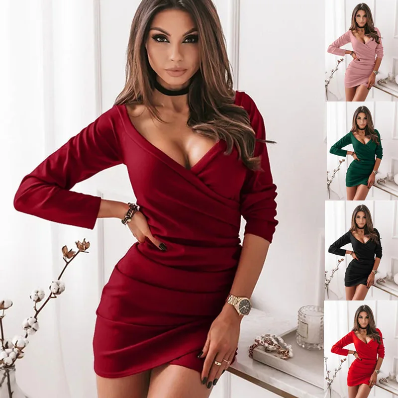 Spring Autumn V-Neck Sexy Dress 2022 Slimming Hip Bottoming Female Dresses Casual Solid Women Streetwear Party Outfits Clubwear
Spring Autumn V-Neck Sexy Dress 2022 Slimming Hip Bottoming Female Dresses Casual Solid Women Streetwear Party Outfits Clubwear