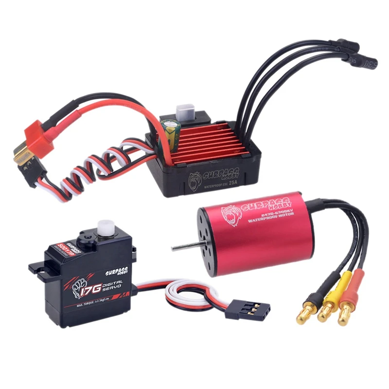 SURPASS HOBBY KK Waterproof Combo ESC Brushless Motor 2430 6300KV 2S with 25A ESC 17G Servo for 1/16 1/18 RC Drift Car
SURPASS HOBBY KK Waterproof Combo ESC Brushless Motor 2430 6300KV 2S with 25A ESC 17G Servo for 1/16 1/18 RC Drift Car