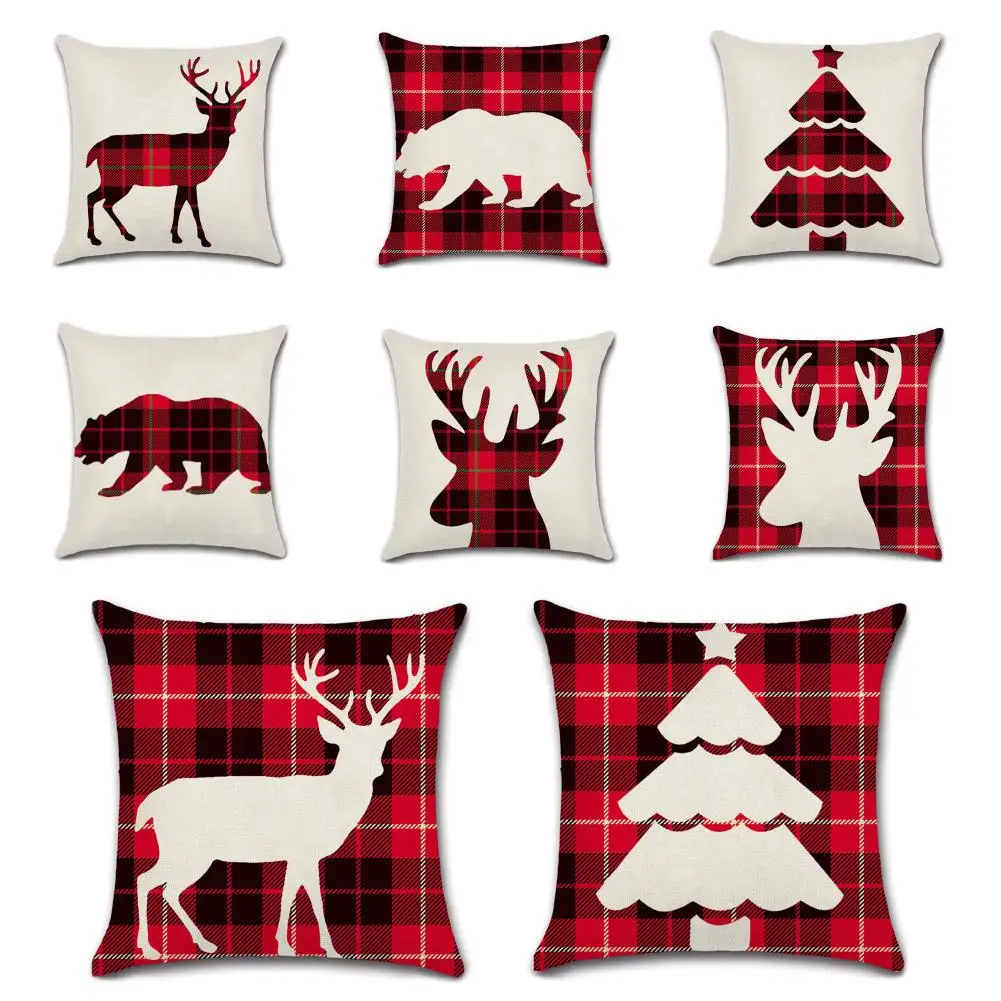 45x45cm Christmas Plaid Reindeer Print Square Flax Pillowcase Pillow Cover Cushion Home Sofa Decor Supplies
45x45cm Christmas Plaid Reindeer Print Square Flax Pillowcase Pillow Cover Cushion Home Sofa Decor Supplies