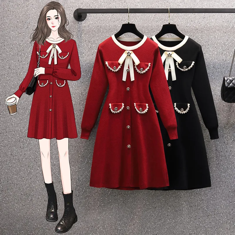 WTIANYUW 2021 New Women Plus Size Sweater Dress Autumn Black Red Lace Patchwork Knitted Bow Beading Long Sleeve A Line Dress
WTIANYUW 2021 New Women Plus Size Sweater Dress Autumn Black Red Lace Patchwork Knitted Bow Beading Long Sleeve A Line Dress