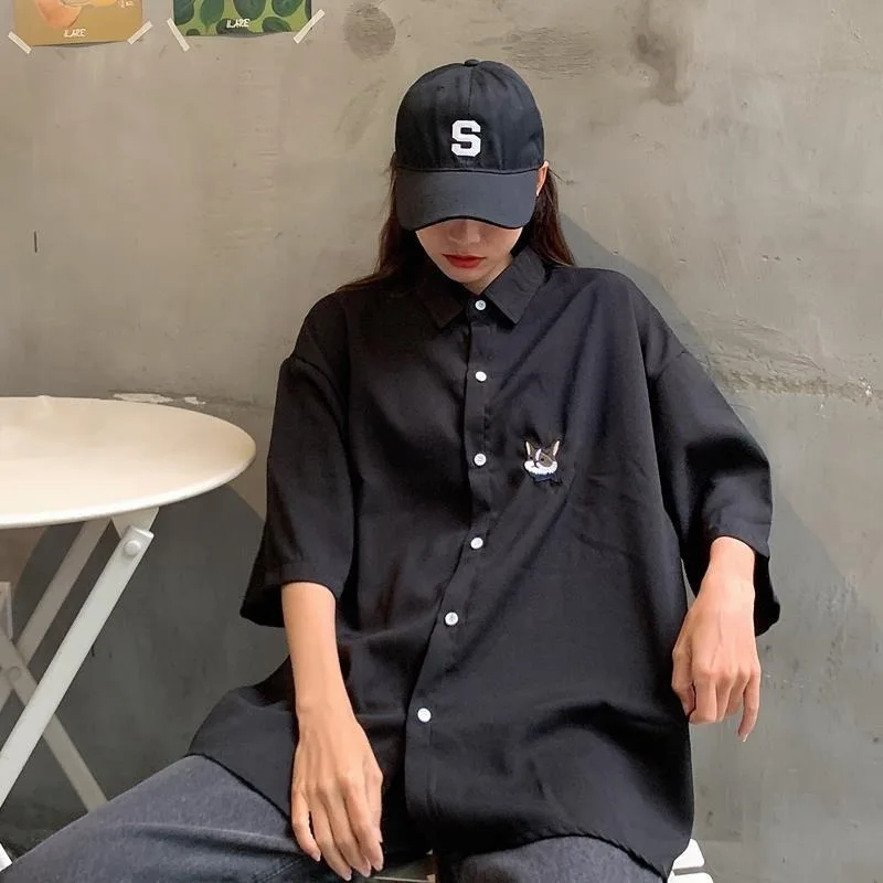 Black Shirt Women Cartoon Printed Single Breasted Blouse Cute Tops Preppy Style Dog Embroidery Shirts for Women Vintage
Black Shirt Women Cartoon Printed Single Breasted Blouse Cute Tops Preppy Style Dog Embroidery Shirts for Women Vintage