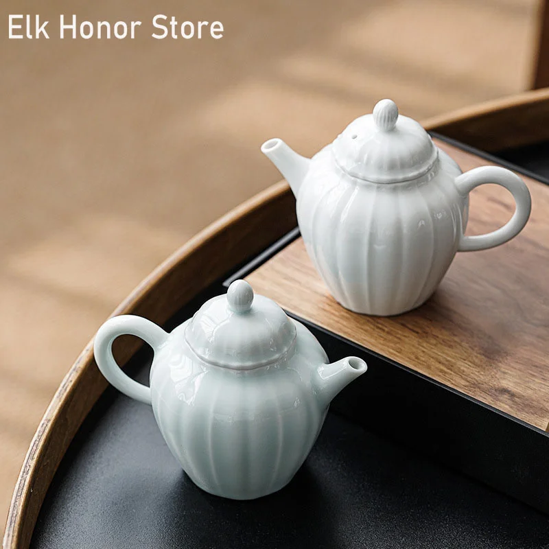 

Нефритовый фарфоровые чайники, 110 мл, маленький керамический чайник Сиши, белый фарфоровый чайник с ручкой, аксессуары для украшения дома