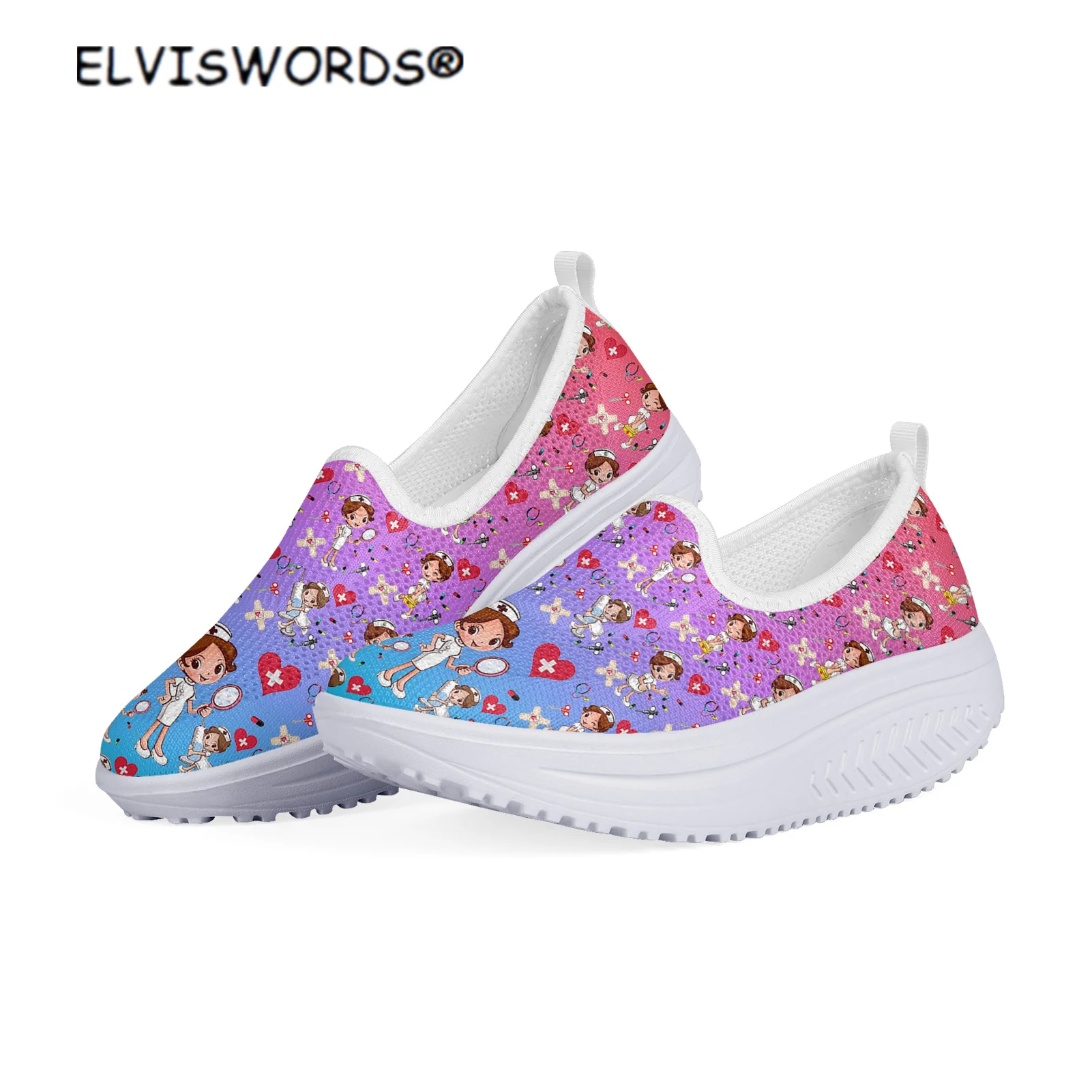 Кроссовки ELVISWORDS женские сетчатые, легкие повседневные туфли на плоской платформе, с рисунком медсестры и элемента
Кроссовки ELVISWORDS женские сетчатые, легкие повседневные туфли на плоской платформе, с рисунком медсестры и элемента