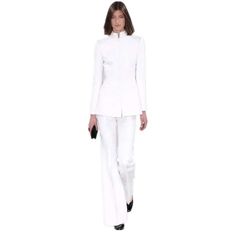 Пиджак и брюки Женский деловой костюм белая женская офисная форма Женские
