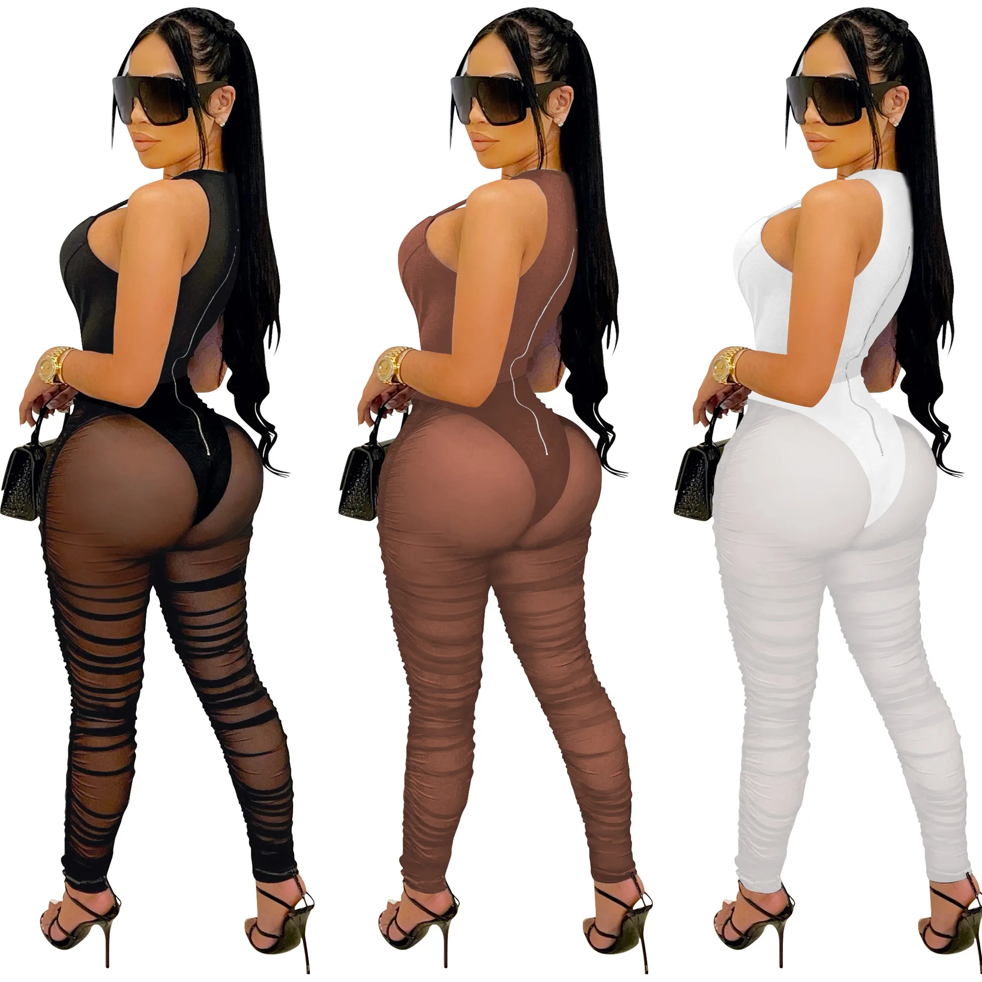 Night Club Wear Sexy Gauze Perspective Sleeveless Strapless Ladies One Piece Jumpsuits Transparent Jumpsuits
Night Club Wear Sexy Gauze Perspective Sleeveless Strapless Ladies One Piece Jumpsuits Transparent Jumpsuits