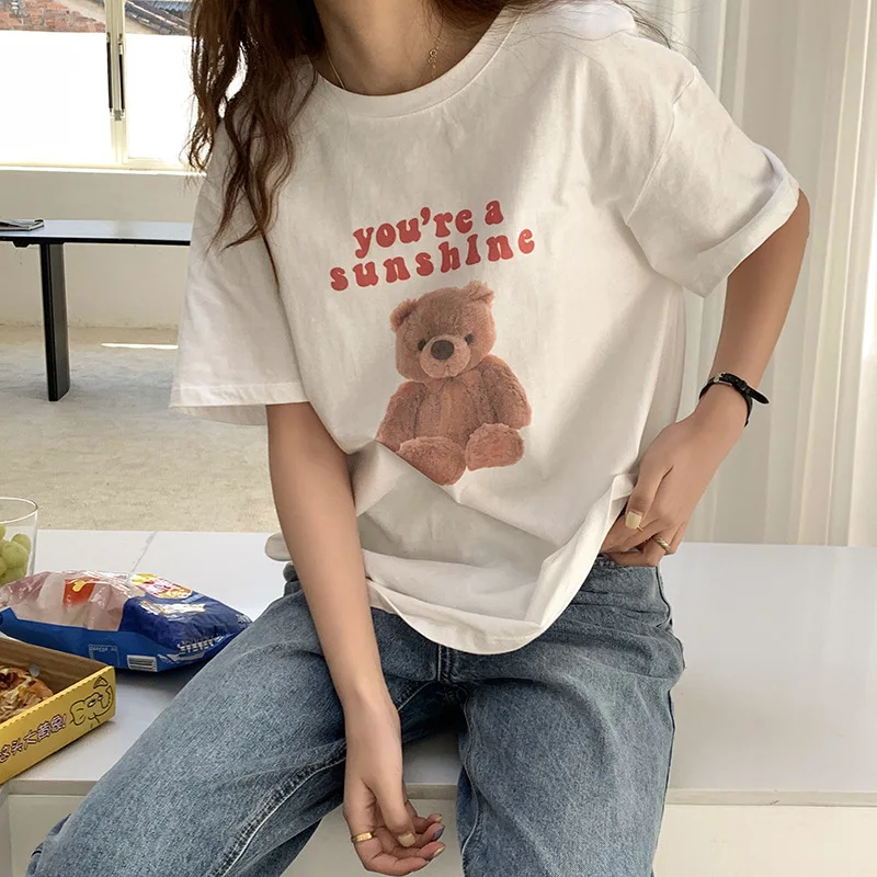 Футболка APXIVI с принтом медведя и надписью, в Корейском стиле, свободная уличная одежда из 100% хлопка с короткими рукавами, женские скромные т...
Футболка APXIVI с принтом медведя и надписью, в Корейском стиле, свободная уличная одежда из 100% хлопка с короткими рукавами, женские скромные т...