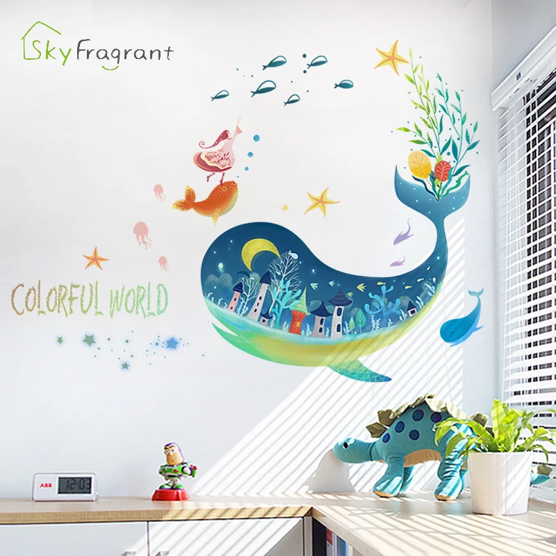 Cartoon Fantasy Underwater World Wall Sticker Cute Whale Kids Room Decoration Bedroom Decor Wall Decor Self-adhesive Stickers
Cartoon Fantasy Underwater World Wall Sticker Cute Whale Kids Room Decoration Bedroom Decor Wall Decor Self-adhesive Stickers