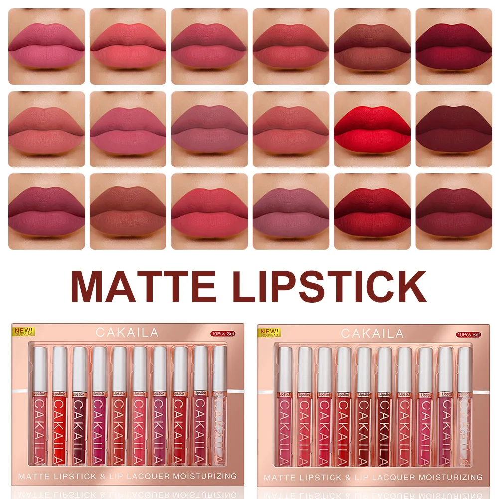 10pcs Matte Liquid Lipstick Set Non-Sticky Waterproof Lip Gloss Women's Makeup Set for Party Stage Club Carnival
10pcs Matte Liquid Lipstick Set Non-Sticky Waterproof Lip Gloss Women's Makeup Set for Party Stage Club Carnival