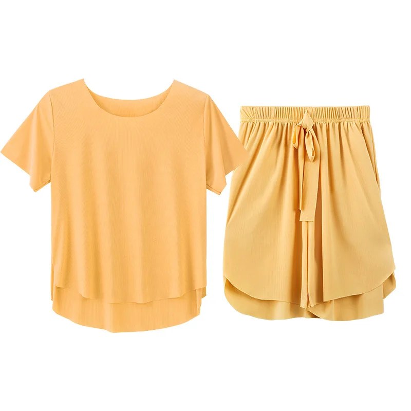 Women's pajamas loose plus size shorts short-sleeved pajamas suit summer jelly color lazy home leisure two-piece home pajamas
Women's pajamas loose plus size shorts short-sleeved pajamas suit summer jelly color lazy home leisure two-piece home pajamas