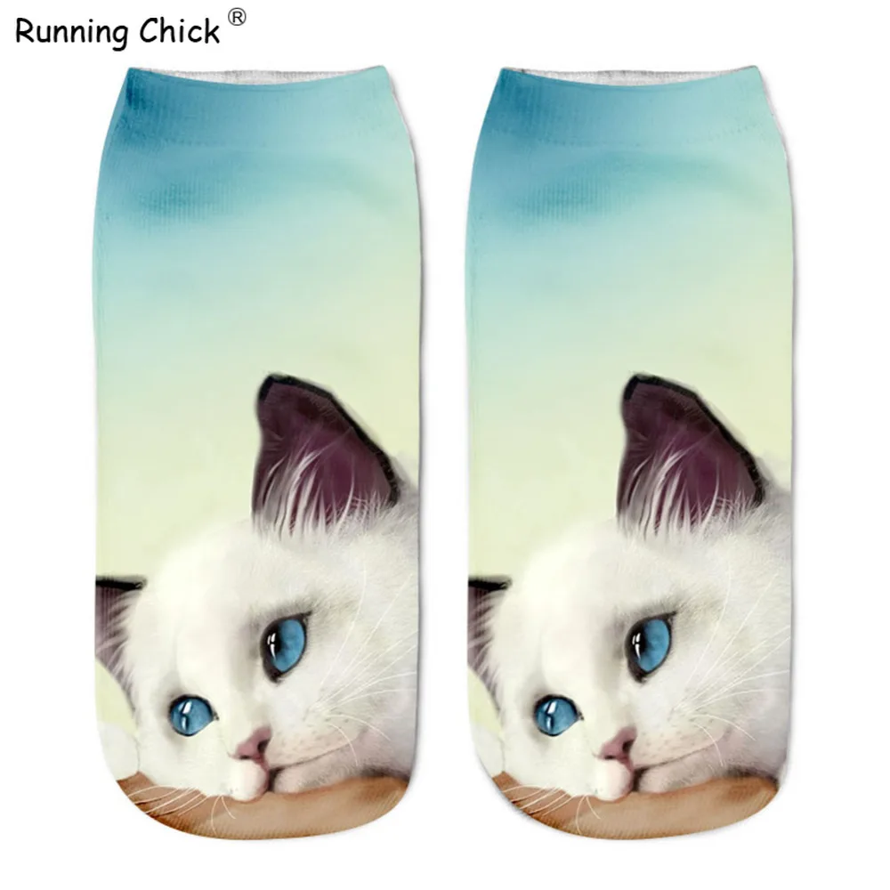

Running Chick Fashion Girls Socks Print Lovely Thinking Cat Cn(origin) Polyester STANDARD