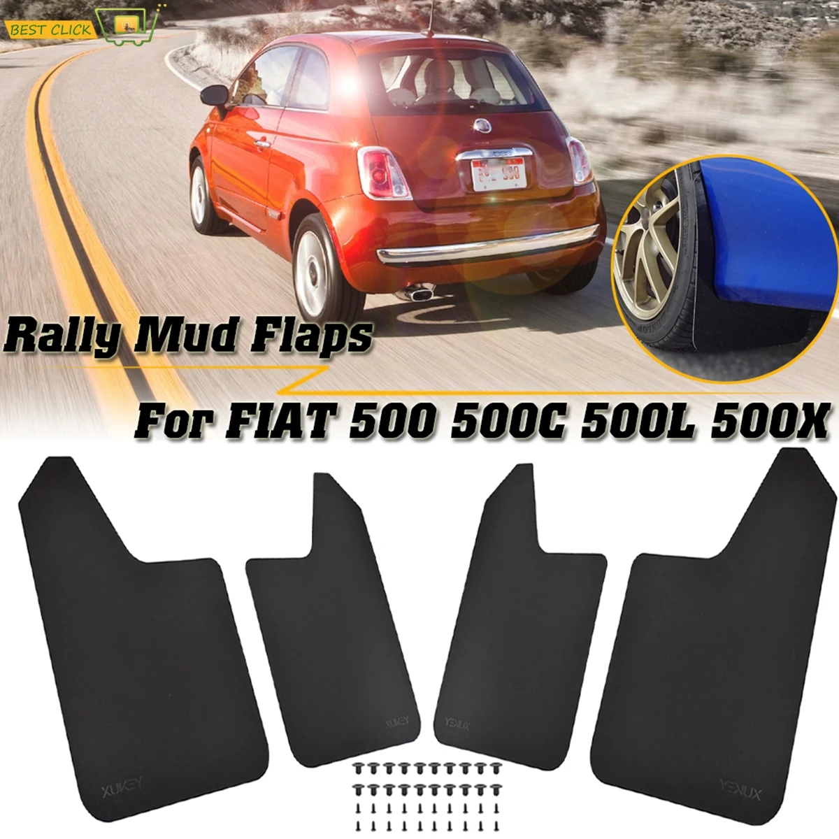 15 "x 11 5" черный/красный ралли Брызговики для Fiat 500 500C 500L 500X abarth гоночный