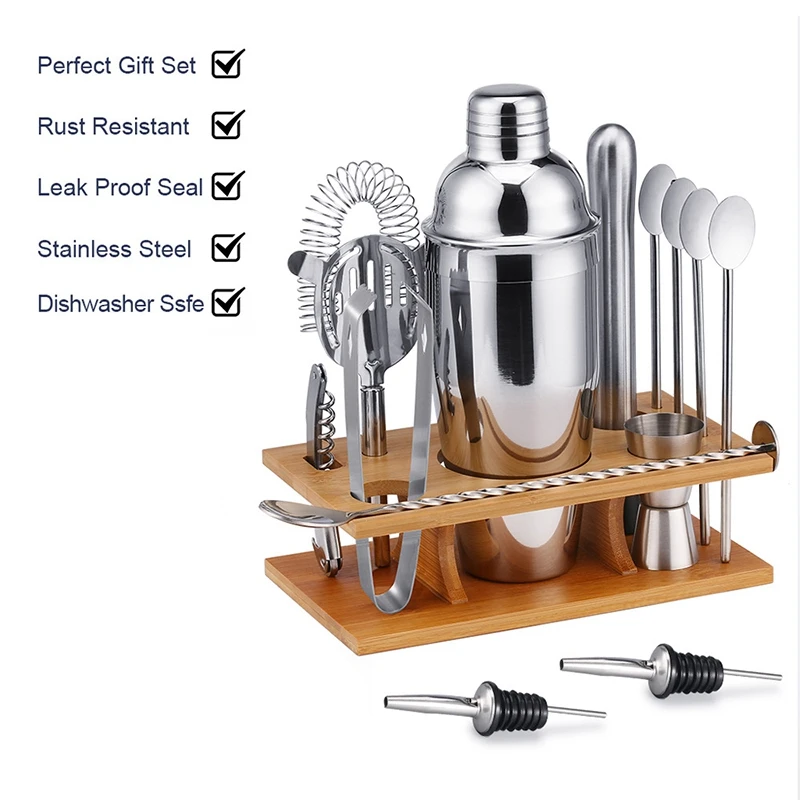 14Pcs Cocktail Shaker Bar Set Stainless Steel Bartender Kit Mixer Drink Bartender BrowserKit Bars Set Tool Accessories
14Pcs Cocktail Shaker Bar Set Stainless Steel Bartender Kit Mixer Drink Bartender BrowserKit Bars Set Tool Accessories