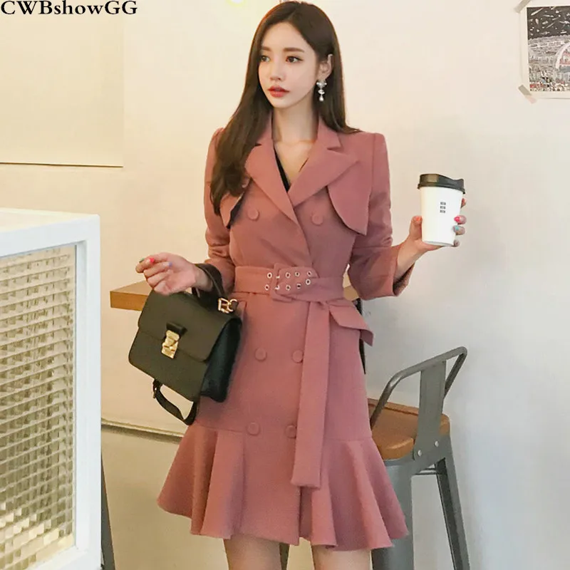 2019 Autumn And Winter New Double-Breasted Slim Ruffled Solid Color Turn-Down Collar Elegant Women Jacket Female With Belt
2019 Autumn And Winter New Double-Breasted Slim Ruffled Solid Color Turn-Down Collar Elegant Women Jacket Female With Belt