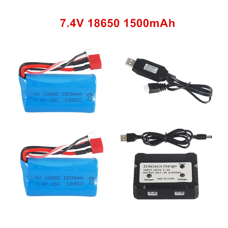 

Wltoys 12428 12423 12401 12402 12403 12404 1/12 RC truck battery 7.4v 1500mah Li-ion battery 15c 18650 T plug