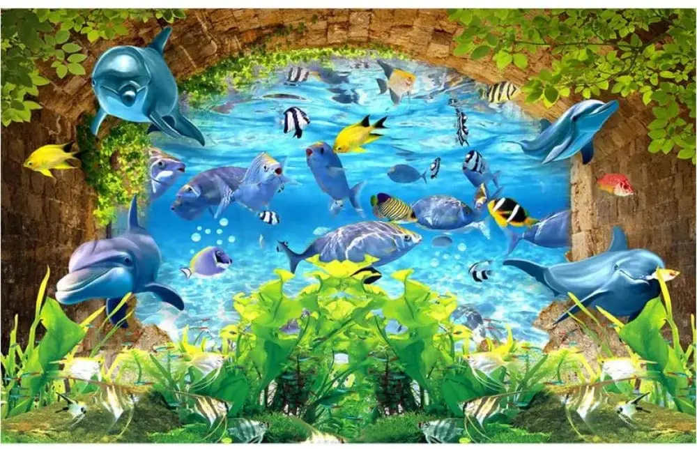 

JMINE Div 5D ocean dolphin fish underwater Full Diamond Painting cross stitch kits art Scenic 3D paint by diamonds