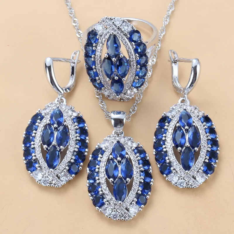 Wedding Big Jewelry Sets Women Fashion Accessories Blue Zircon Necklace And Earrings Ring Sets 6-Color Jewelry
Wedding Big Jewelry Sets Women Fashion Accessories Blue Zircon Necklace And Earrings Ring Sets 6-Color Jewelry