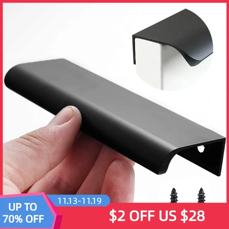 Hidden Furniture Drawer Handles Kitchen Cabinet Door Black Handle Aluminum Alloy Modern Style Finger Edge Wardrobe Pulls
Hidden Furniture Drawer Handles Kitchen Cabinet Door Black Handle Aluminum Alloy Modern Style Finger Edge Wardrobe Pulls