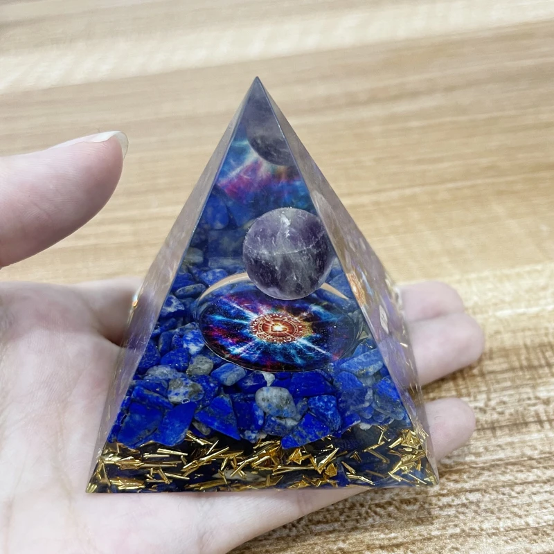 Handmade Orgonite Pyramid 60mm Amethyst Crystal Sphere & Blue Quartz Pyramid Orgone Reiki Energy Healing Meditation
Handmade Orgonite Pyramid 60mm Amethyst Crystal Sphere & Blue Quartz Pyramid Orgone Reiki Energy Healing Meditation