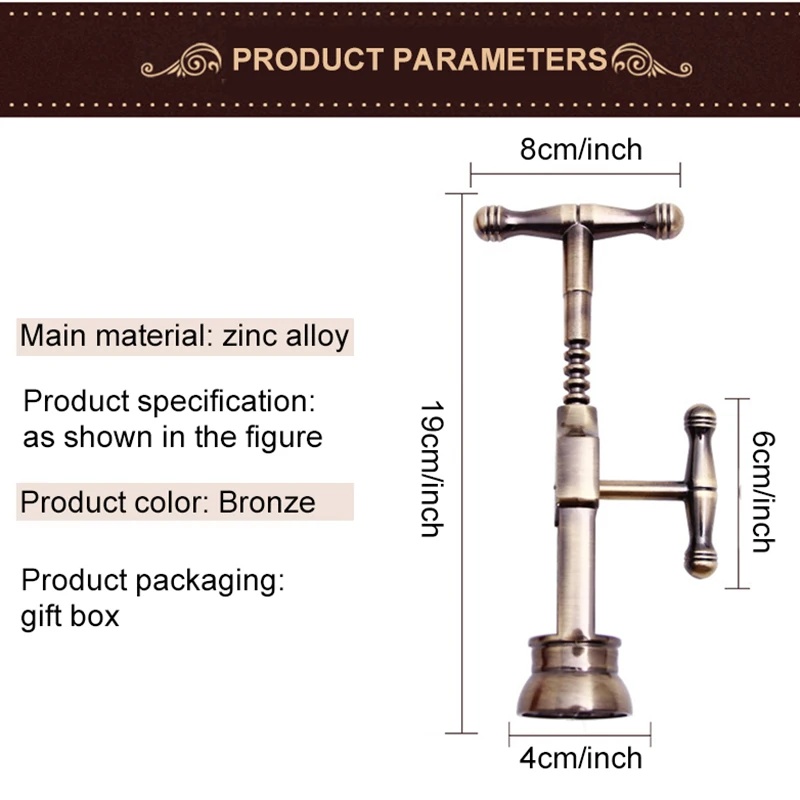 Retro Wine Bottle Opener Portabe Zinc Alloy Corkscrew for Kitchen Supplies Gift _WK
Retro Wine Bottle Opener Portabe Zinc Alloy Corkscrew for Kitchen Supplies Gift _WK