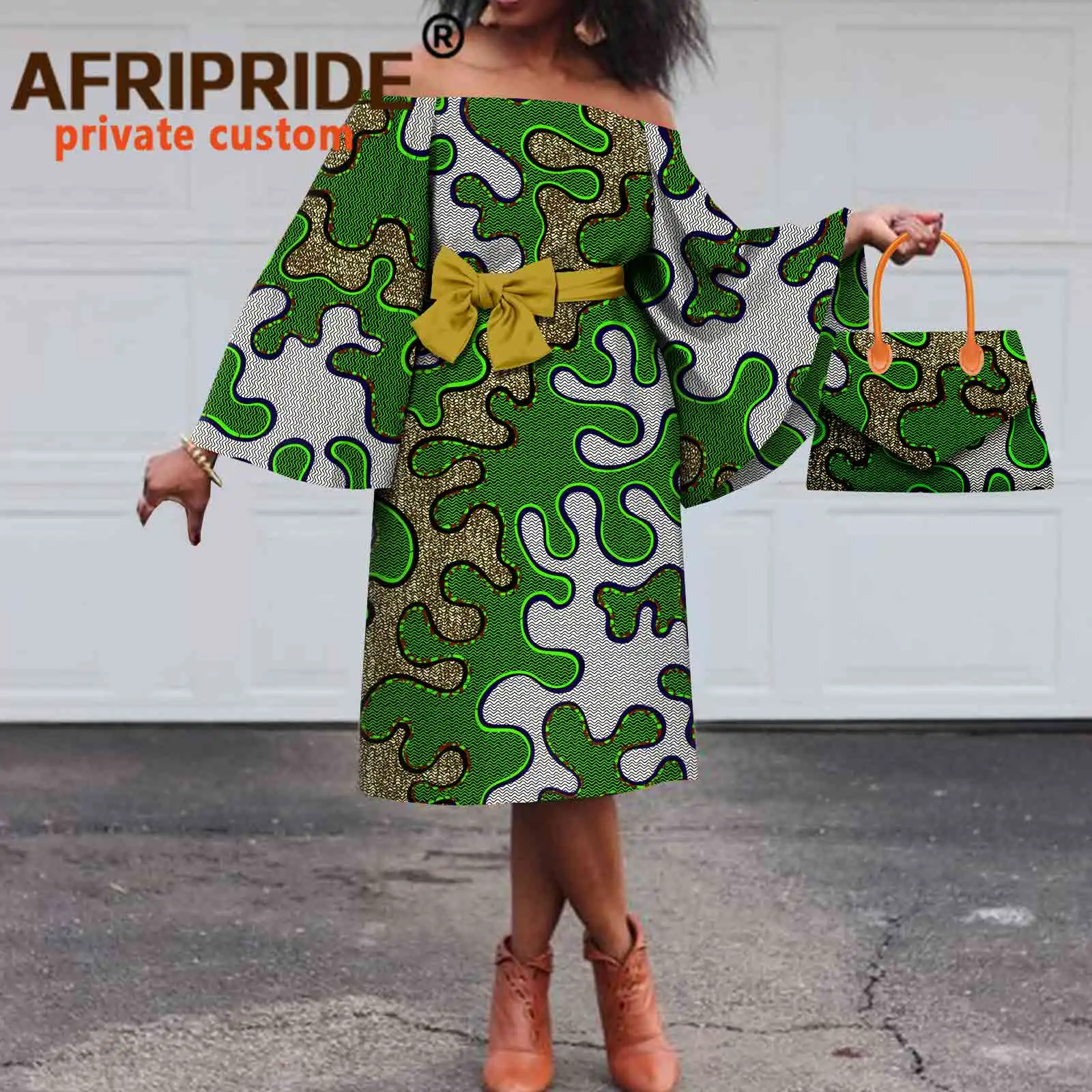 Женское платье с Африканским принтом и сумочкой Afripride, Повседневное платье до колена с расклешенными рукавами, A2125006
Женское платье с Африканским принтом и сумочкой Afripride, Повседневное платье до колена с расклешенными рукавами, A2125006