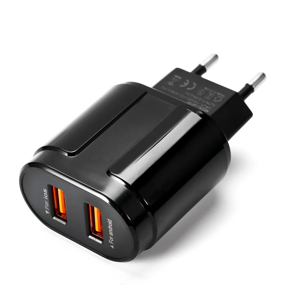 Мини зарядное устройство с двумя портами Зарядное USB 2.4A новый дизайн 2 (Стандарт