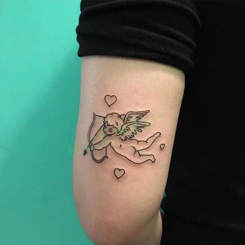 Waterproof Temporary Tattoo Sticker ins Cupid love Angel wings bear Cartoons cute Body Art flash tatoo fake tatto Women Men | Красота и