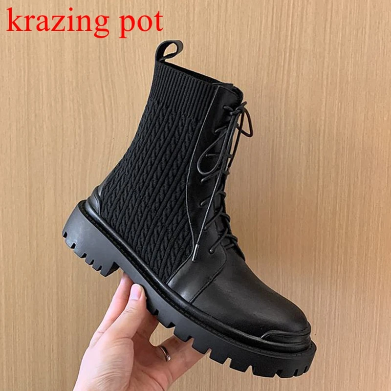 krazing pot cow leather round toe Chelsea boots lace up patch work rock singer European med heels winter stretch ankle boots l67
krazing pot cow leather round toe Chelsea boots lace up patch work rock singer European med heels winter stretch ankle boots l67