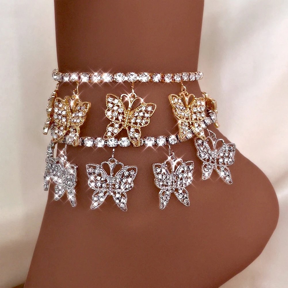 Trendy New Charm Hollow Crystal Butterfly Anklets for Women Gold Silver Color Simple Rhinestone Tennis Chain Anklet Jewelry Gift
Trendy New Charm Hollow Crystal Butterfly Anklets for Women Gold Silver Color Simple Rhinestone Tennis Chain Anklet Jewelry Gift