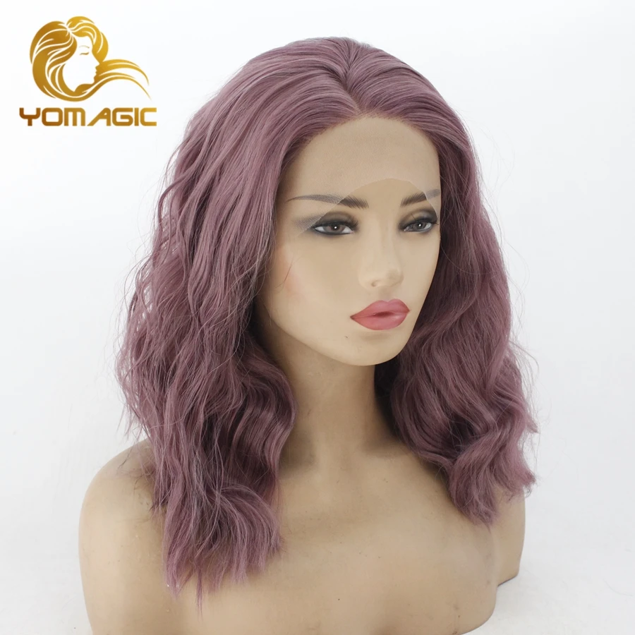 Yomic волосы фиолетового цвета кружевные передние парики для женщин синтетические