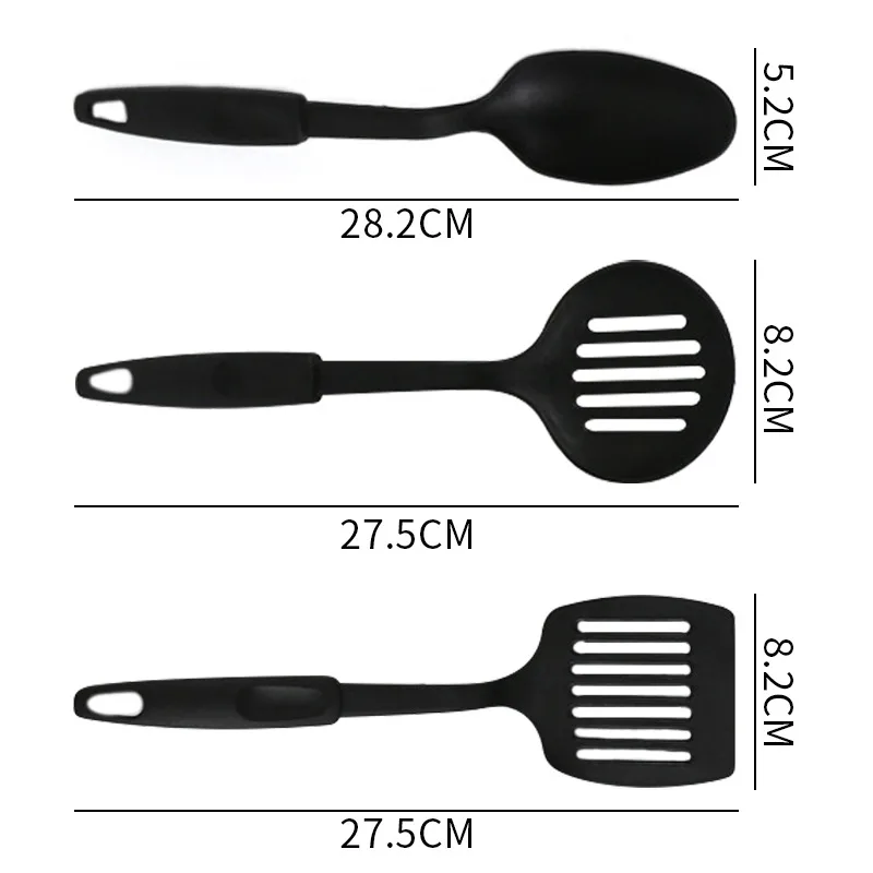 Black 6pcs/set Kitchen Utensils Set Non-stick Kitchenware Cooking Tools Spoon Soup Ladle Spatula Shovel Gadget Accessories | Дом и сад