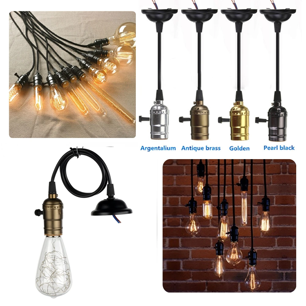 4pcs E27 220V Lamp Screw Socket Base Retro Edison Lamp Base Holder 1 meter wire Pendant Bulb Light With Switch 2 Cord Cable D40
4pcs E27 220V Lamp Screw Socket Base Retro Edison Lamp Base Holder 1 meter wire Pendant Bulb Light With Switch 2 Cord Cable D40