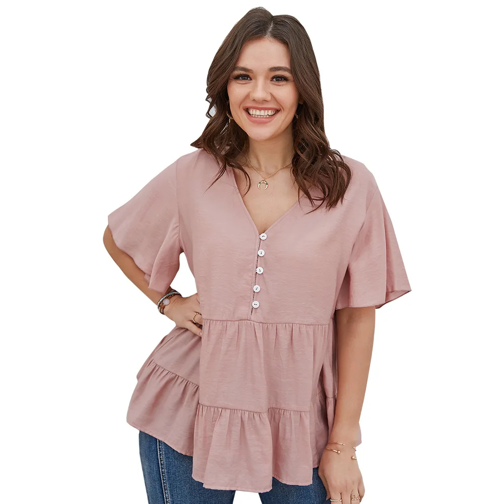 Large Size Women's Clothing 2021 The New Summer V-Neck Sexy Solid Color Coat Casual
Large Size Women's Clothing 2021 The New Summer V-Neck Sexy Solid Color Coat Casual