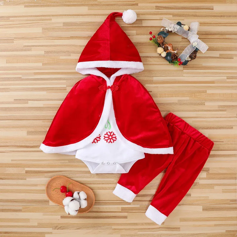 Autumn Cute Winter Baby Boy Girl Clothes Set Infant Letter Print Romper+Trousers+Hooded Cloak 3PCS Christmas Outfits
Autumn Cute Winter Baby Boy Girl Clothes Set Infant Letter Print Romper+Trousers+Hooded Cloak 3PCS Christmas Outfits