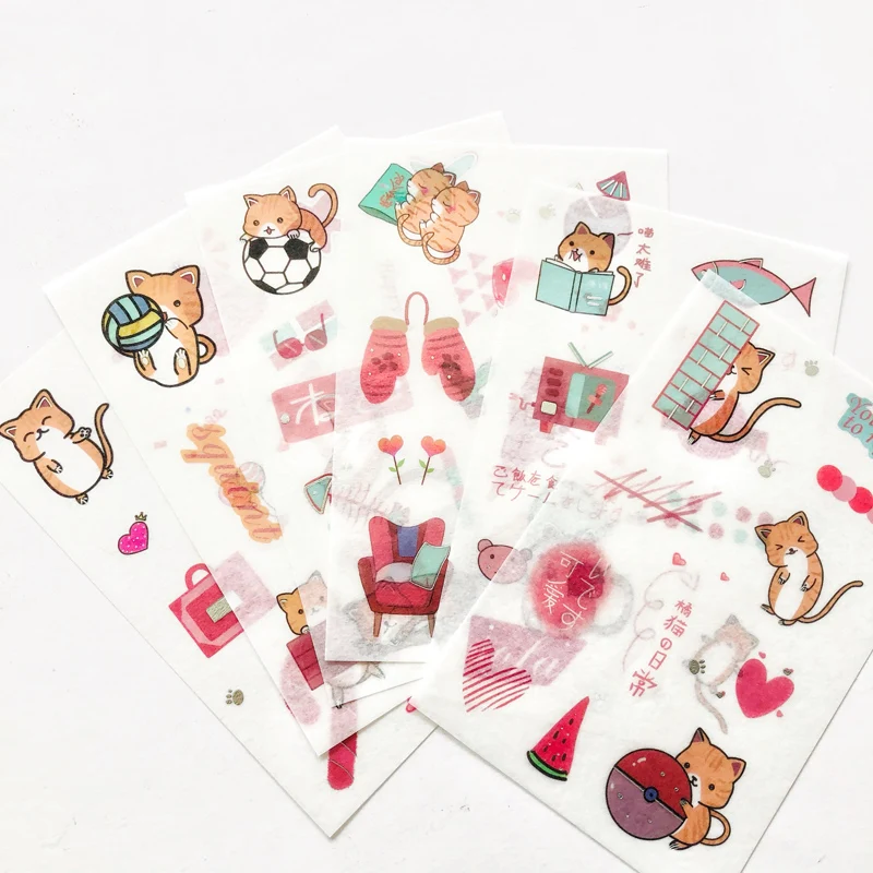 6 Sheets/Pack Cat's Happiness Paper Decorative Stickers Handbook Phone Decoration
6 Sheets/Pack Cat's Happiness Paper Decorative Stickers Handbook Phone Decoration