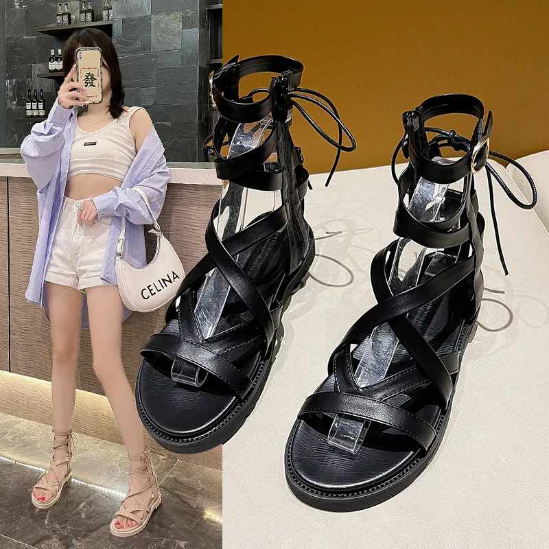 Женские сапоги, летние сапоги, Высокий Гладиатор, открытые сапоги 
Женские сапоги, летние сапоги, Высокий Гладиатор, открытые сапоги