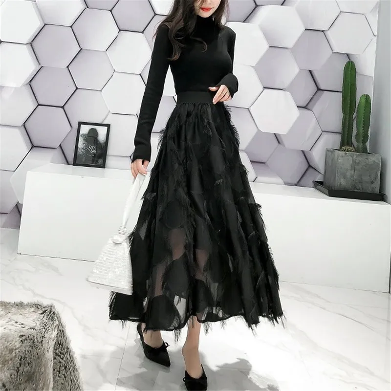 CBAFU весенне-осенний Черный Элегантный комплект из 2 предметов Женская длинная юбка с бахромой большие эластичные вязаные топы с длинным рук...
CBAFU весенне-осенний Черный Элегантный комплект из 2 предметов Женская длинная юбка с бахромой большие эластичные вязаные топы с длинным рук...