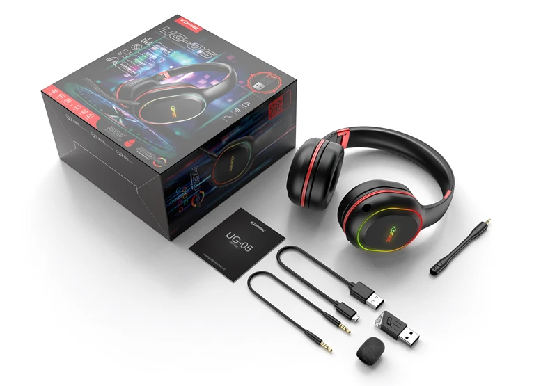 Picun UG-05 Беспроводной наушники PS4/PS5/ТВ/ПК посвященный геймер с микрофоном RBG