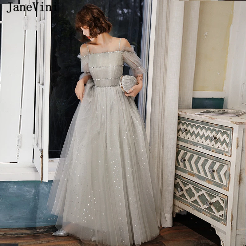 JaneVini Bling Light Gray Long Prom Dresses for Women 2020 Off Shoulder Half Sleeve A Line Floor Length Beaded Formal Prom Gowns
JaneVini Bling Light Gray Long Prom Dresses for Women 2020 Off Shoulder Half Sleeve A Line Floor Length Beaded Formal Prom Gowns