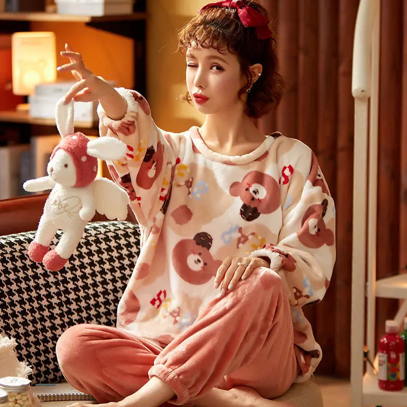 Зимние пижамные комплекты, женская одежда для сна, теплая Фланелевая пижама, домашний костюм, 2 шт., женская одежда с длинным рукавом, пижама, ... 
Зимние пижамные комплекты, женская одежда для сна, теплая Фланелевая пижама, домашний костюм, 2 шт., женская одежда с длинным рукавом, пижама, ...