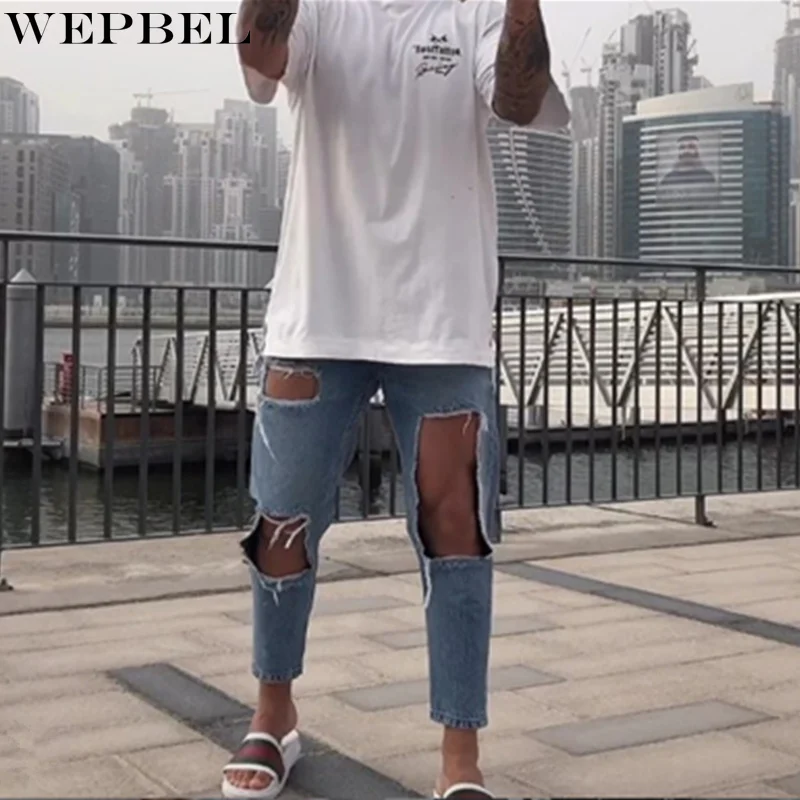WEPBEL Men Streetwear Knee Ripped Skinny Jeans Hip Hop Destroyed Hole Designer Solid Color Pants Male Stretch Denim Trousers
WEPBEL Men Streetwear Knee Ripped Skinny Jeans Hip Hop Destroyed Hole Designer Solid Color Pants Male Stretch Denim Trousers